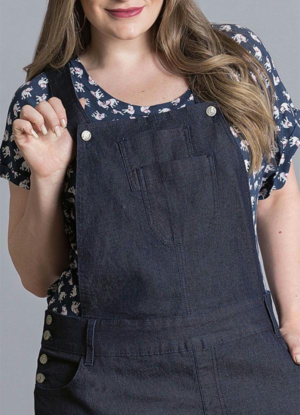 Quintess - Jardineira Jeans Escuro com Bolsos 4