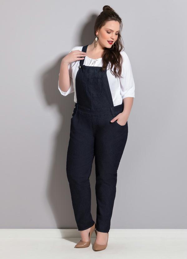 Quintess - Jardineira Jeans Escuro com Bolsos 6