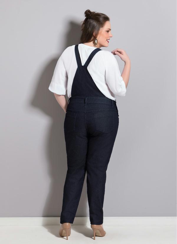 Quintess - Jardineira Jeans Escuro com Bolsos 7