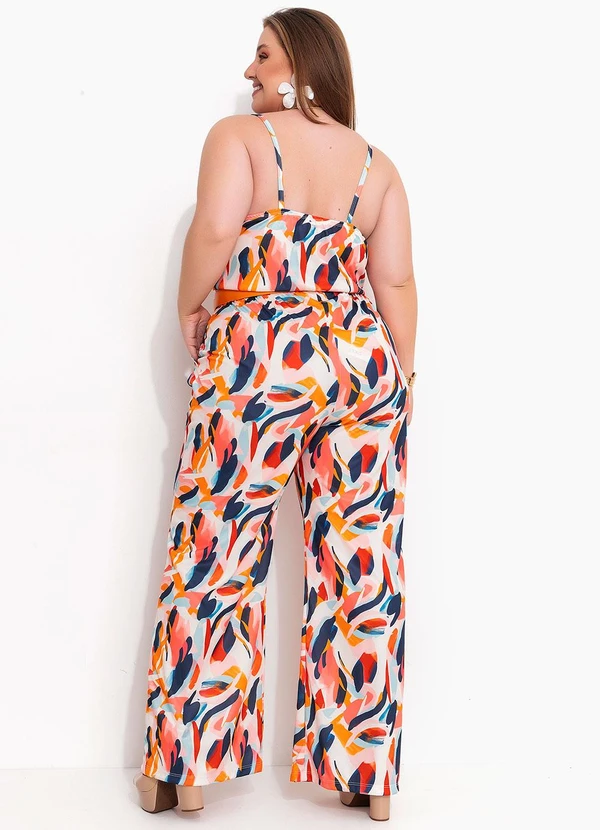 Marguerite - Macacão Abstrato Colorido em Jersey Acetinado 2