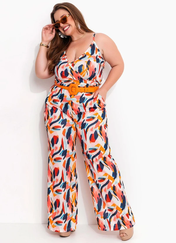 Marguerite - Macacão Abstrato Colorido em Jersey Acetinado 3