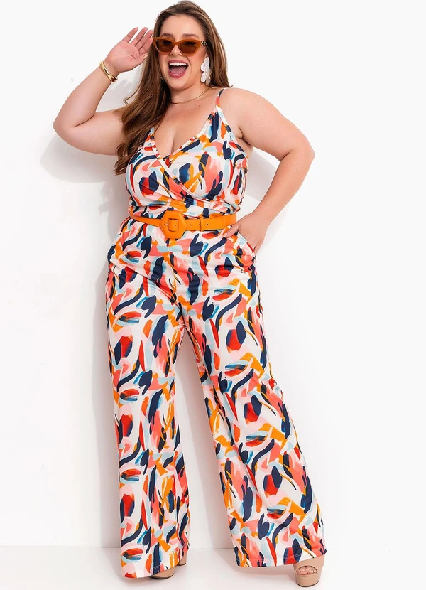 Marguerite - Macacão Abstrato Colorido em Jersey Acetinado 4