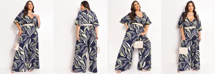 Macac�o Abstrato Marinho em Malha de Viscose