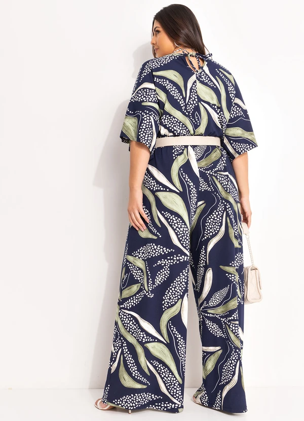 Marguerite - Macacão Abstrato Marinho em Malha de Viscose 3