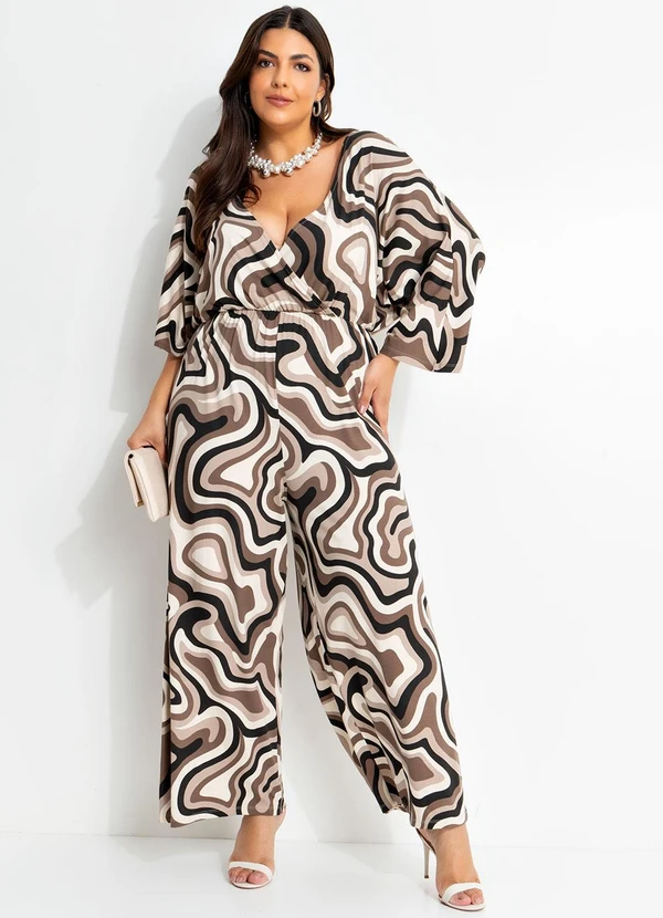 Marguerite - Macacão Abstrato Orgânico em Malha de Viscose