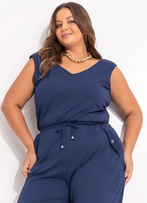 Marguerite - Macacão Azul Marinho em Canelado - MARGUERITE