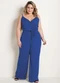 Marguerite - Macacão Paisley de Alças e Amarração Plus Size - variação: Azul Royal