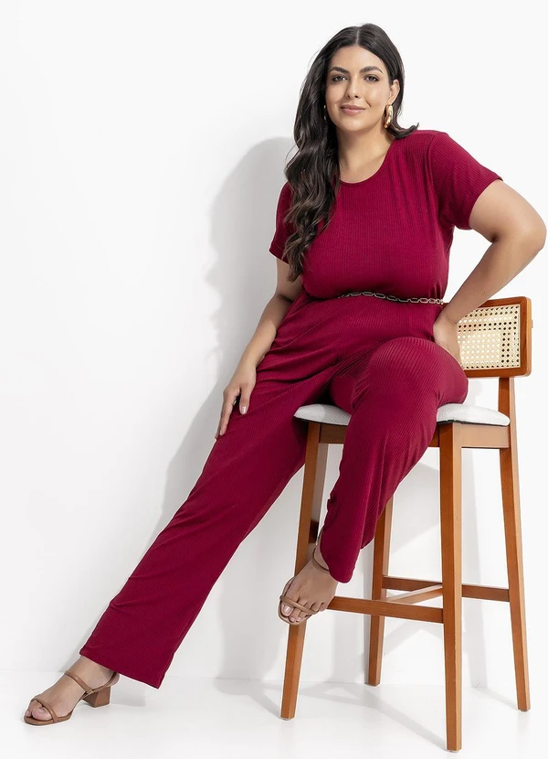 Marguerite - Macacão Bordô em Canelado 2