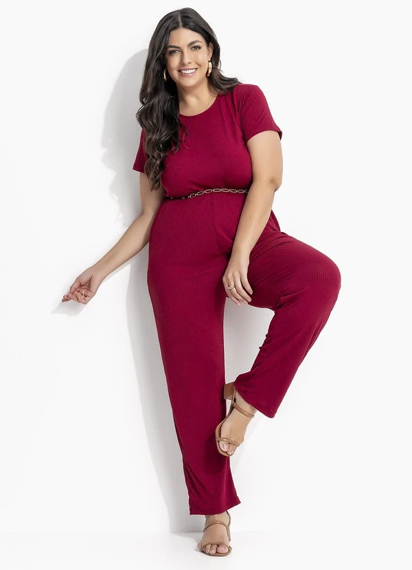 Marguerite - Macacão Bordô em Canelado 1