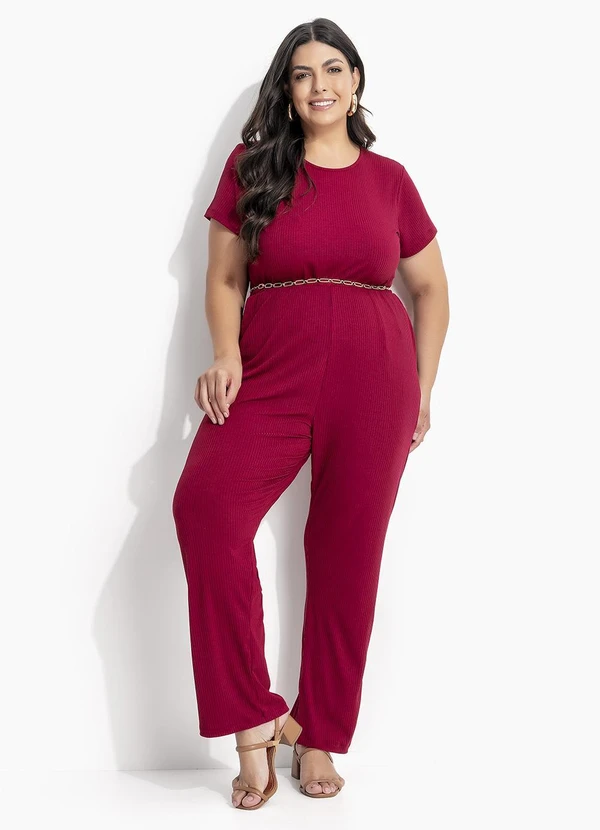 Marguerite - Macacão Bordô em Canelado 7