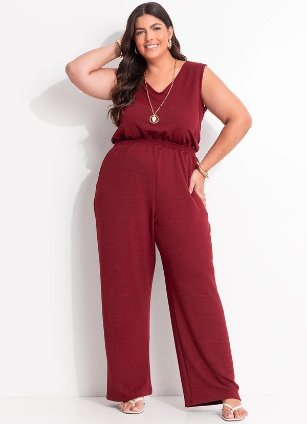 Marguerite - Macacão Bordô em Malha Anarruga 6