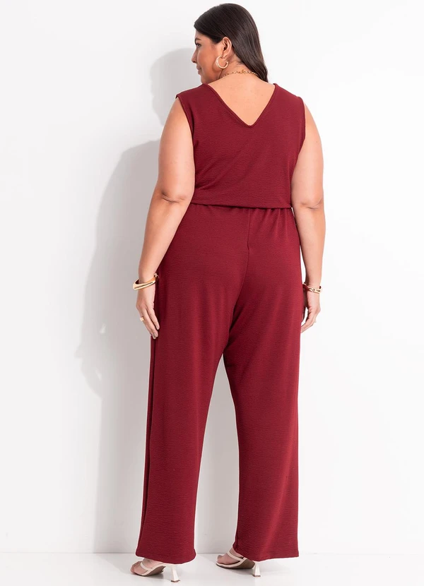 Marguerite - Macacão Bordô em Malha Anarruga 7