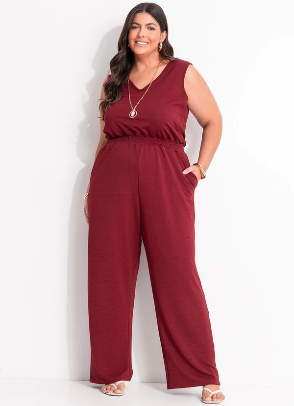 Marguerite - Macacão Bordô em Malha Anarruga 8