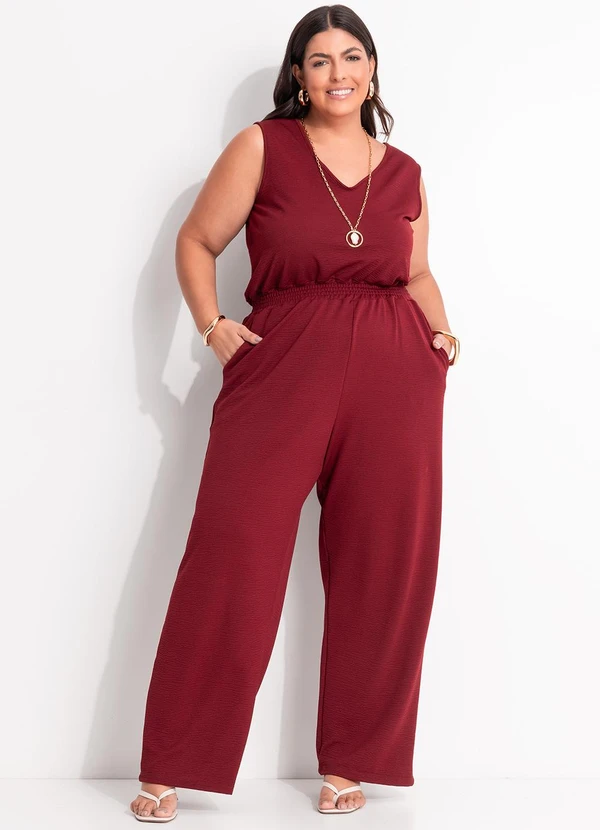 Marguerite - Macacão Bordô em Malha Anarruga 9