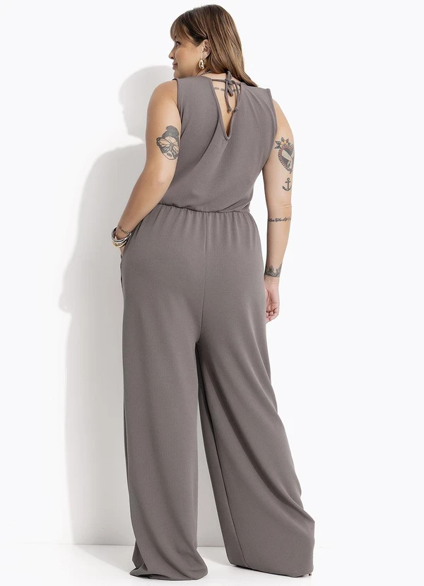 Marguerite - Macacão Cinza Escuro em Malha Crepe 5