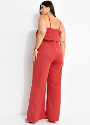 Marguerite - Macacão com Amarração Terracota Plus Size - MARGUERITE