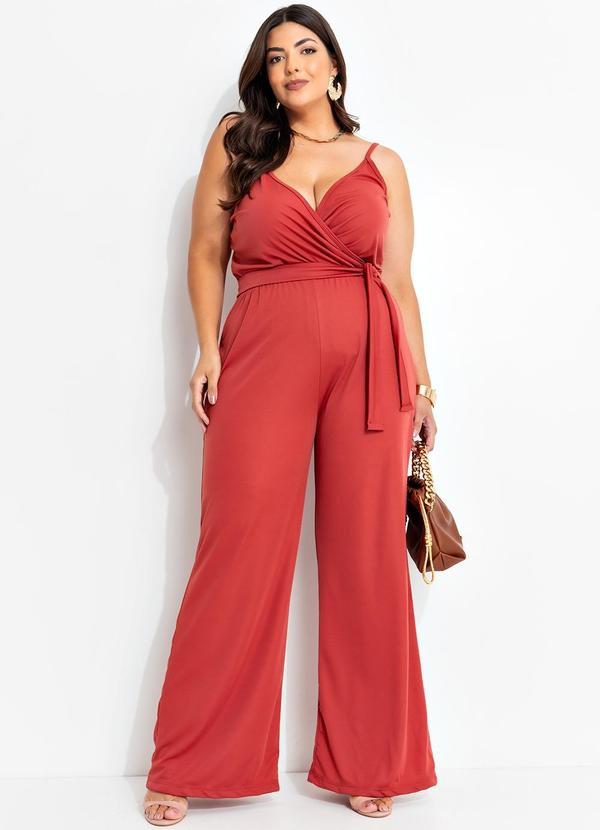Marguerite - Macacão com Amarração Terracota Plus Size 3