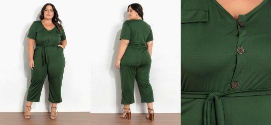 Macaco Estilo Utilitrio Verde Plus Size
