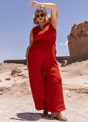 Marguerite - Macacão Ferrugem em Malha Jacquard - MARGUERITE