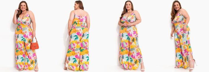 Macaco Floral Colorido em Malha de Viscose