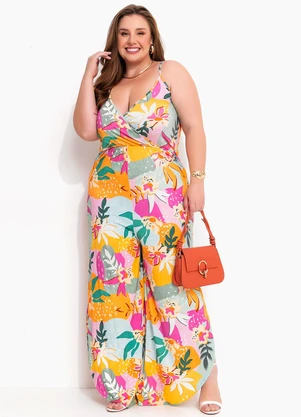 Marguerite - Macacão Floral Colorido em Malha de Viscose - MARGUERITE