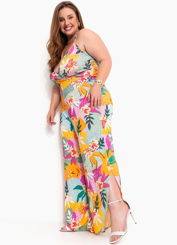 Marguerite - Macacão Floral Colorido em Malha de Viscose 2