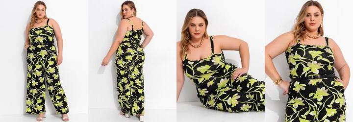 Macac�o Floral Lima em Malha de Viscose