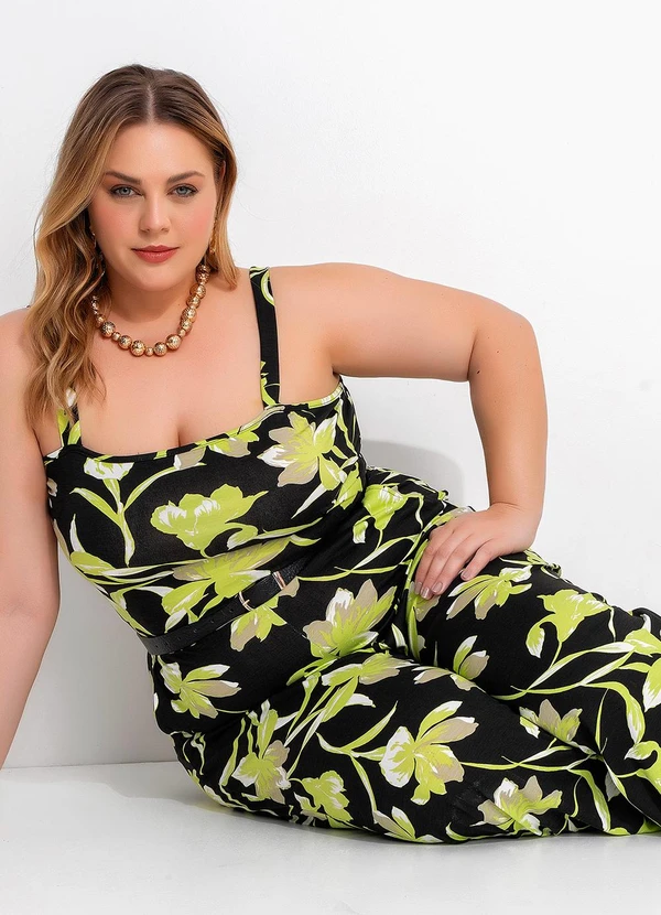 Marguerite - Macacão Floral Lima em Malha de Viscose 4