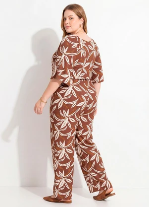 Marguerite - Macacão Floral Terracota em Viscose - MARGUERITE