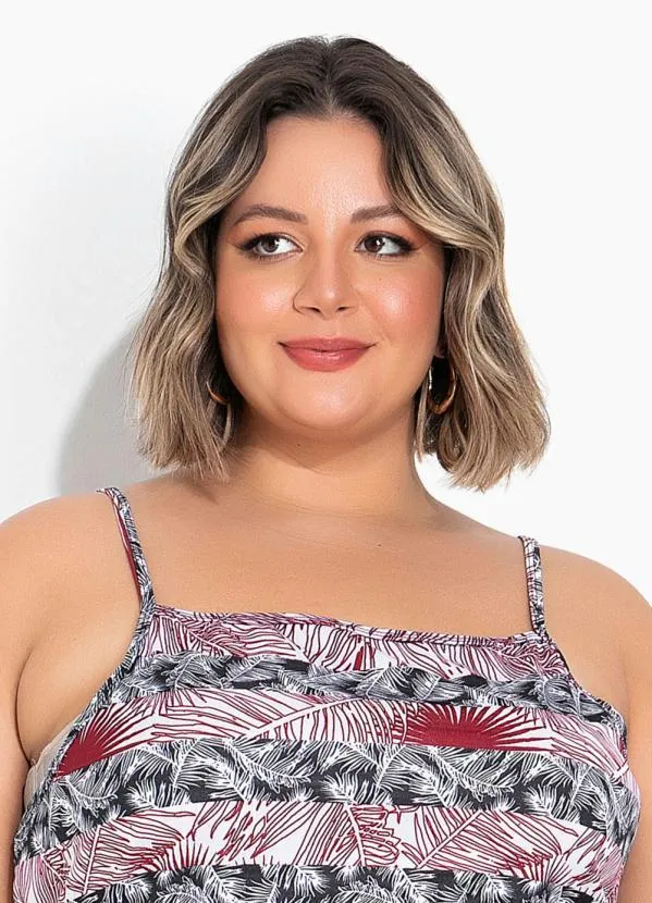 Marguerite - Macacão Folhagem Listrado com Alças Plus Size 3