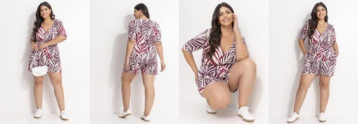 Macaco Folhagem Roxa em Malha de Viscose