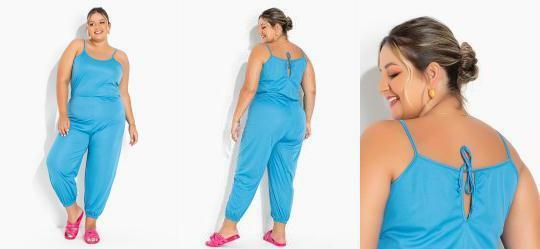 Macaco Jogger Azul Anil com Alas Plus Size