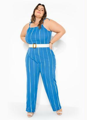 Macaco (Listrado Azul) com Amarrao Plus Size