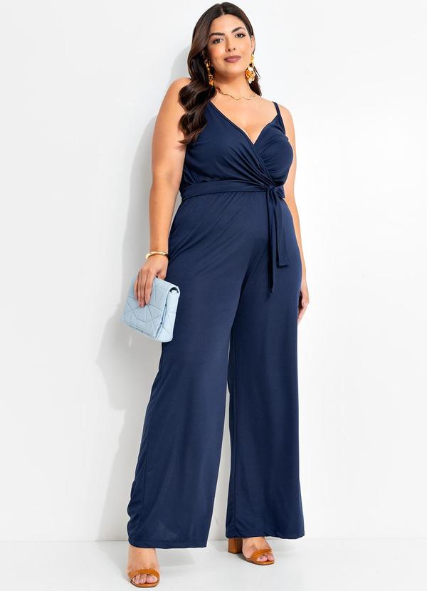 Marguerite - Macacão Marinho de Alças e Amarração Plus Size 6