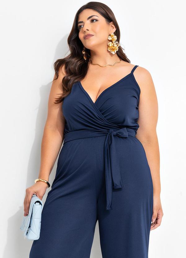 Marguerite - Macacão Marinho de Alças e Amarração Plus Size 4