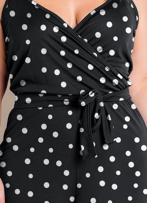 Marguerite - Macacão Pantalona Poá Preto Plus Size 3