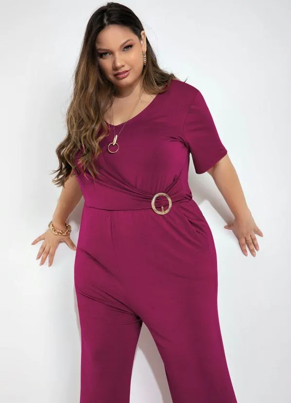 Queima Estoque - Macacão Plus Size Bordô com Argola 2