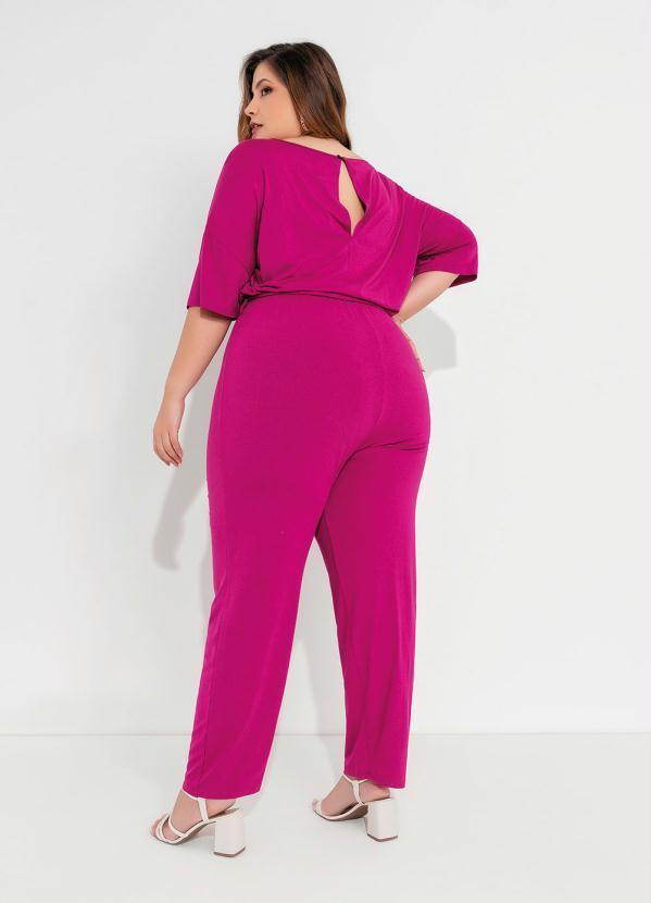 Mink - Macacão Plus Size Pink com Faixa para Amarrar 2