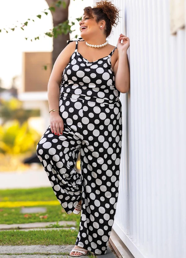 Marguerite - Macacão Poá Preto em Malha de Viscose 3