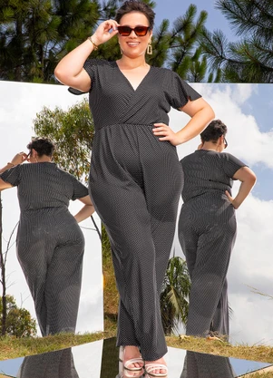 Marguerite - Macacão Poá Preto em Malha - MARGUERITE