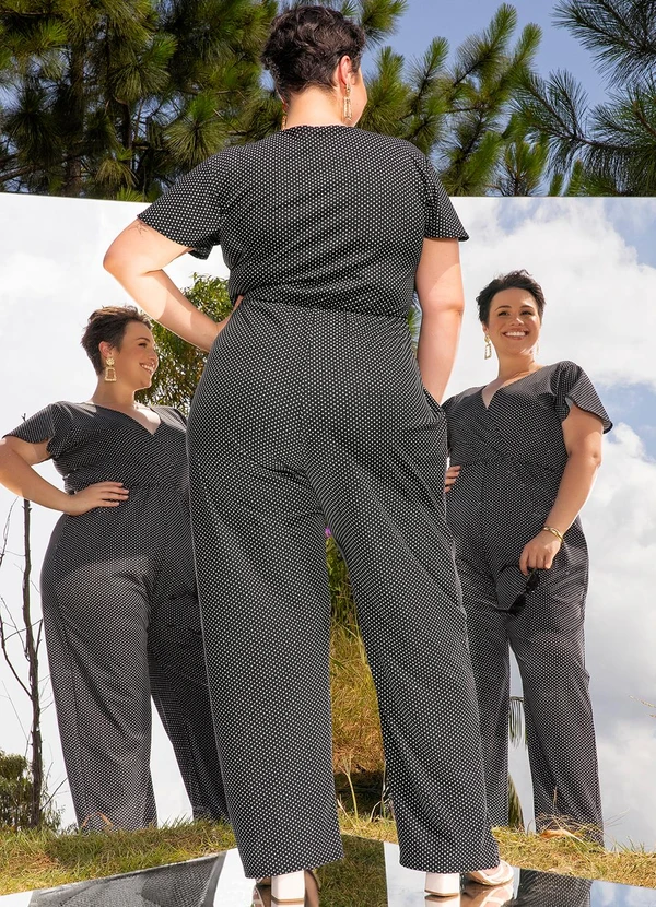 Marguerite - Macacão Poá Preto em Malha 2