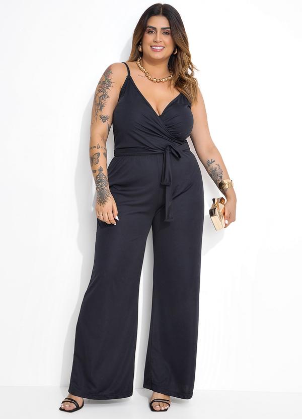 Marguerite - Macacão Preto de Alças e Amarração Plus Size 7