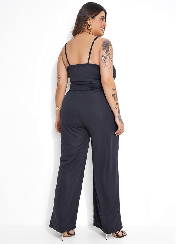 Marguerite - Macacão Preto de Alças e Amarração Plus Size 8