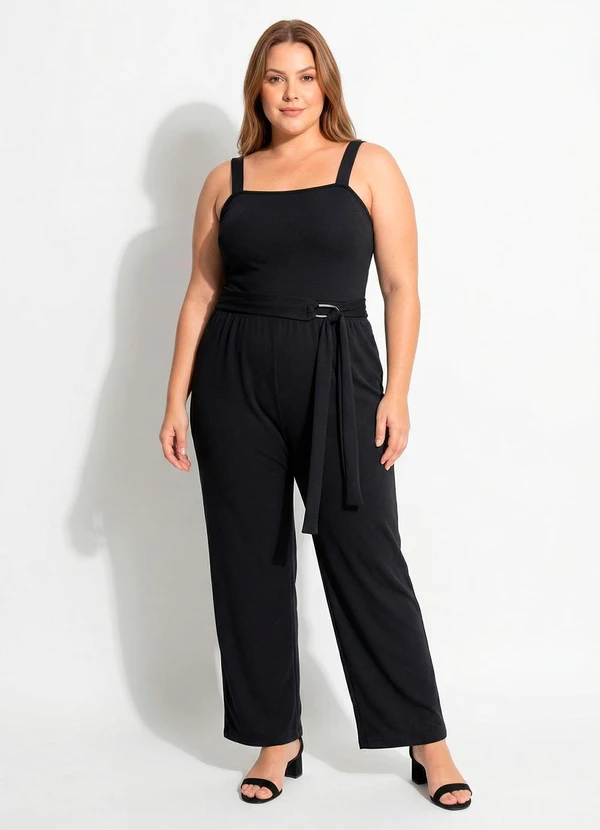 Marguerite - Macacão Preto em Malha Encorpada 7