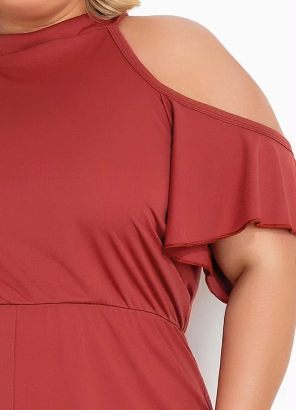 Marguerite - Macacão Terracota com Decote Halter Plus Size 2