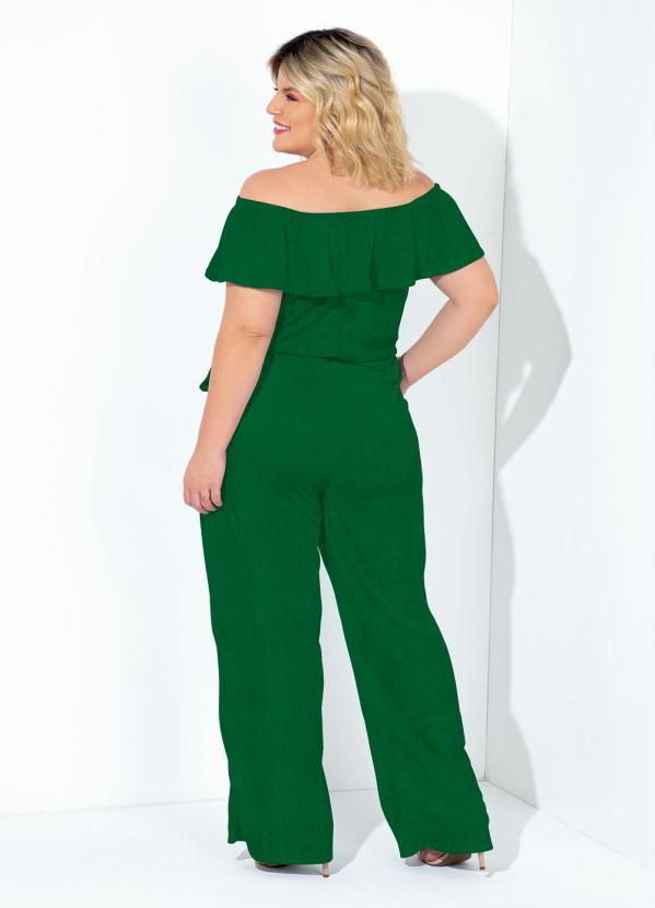 Marguerite - Macacão Verde Bandeira com Babado Plus Size 2