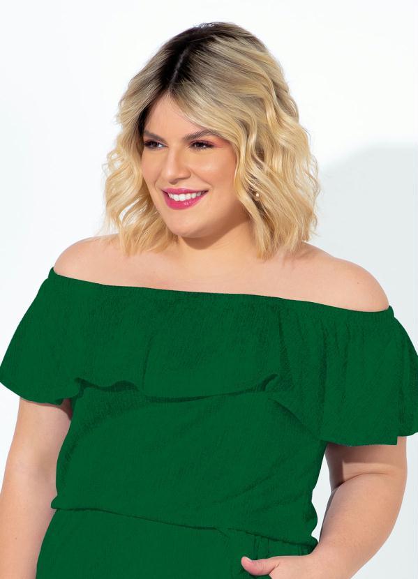 Marguerite - Macacão Verde Bandeira com Babado Plus Size 1