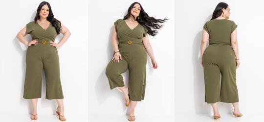 Macac�o Verde em Malha Crepe Encorpada