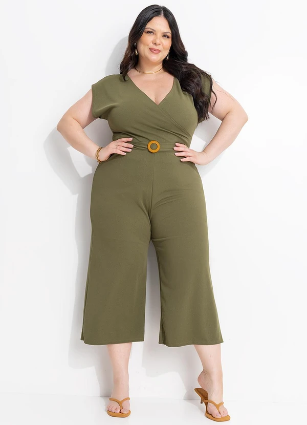 Marguerite - Macacão Verde em Malha Crepe Encorpada