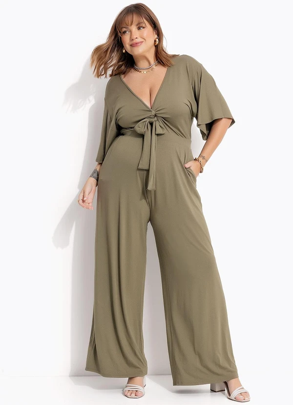 Marguerite - Macacão Verde Oliva em Malha de Viscose 6